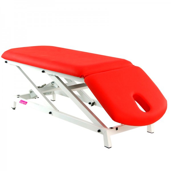 Kinefis Opportunity hydraulic stretcher: structure of two bodies, adjustable in height and with negative reclining backrest